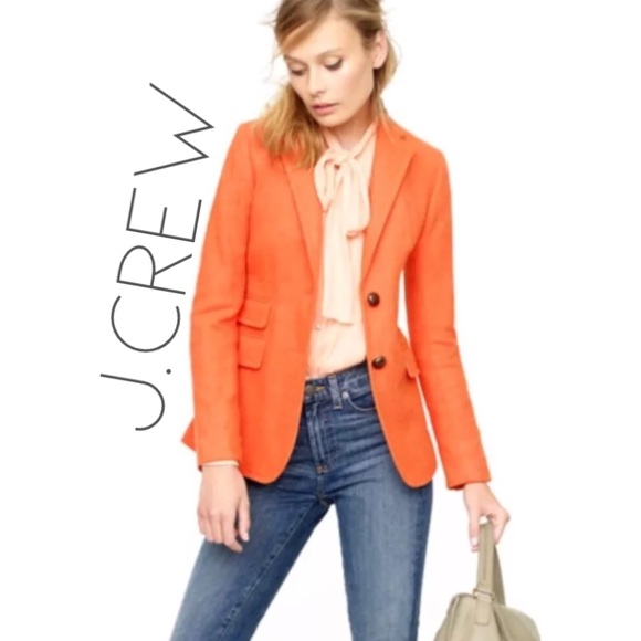 J. Crew Jackets & Blazers - J. Crew orange herringbone hacking wool blazer 10